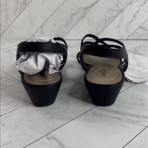 NWT East 5th Womens Reno Black Textile Slingback Strap Wedge Sandals Size 8M - Picture 5 of 9